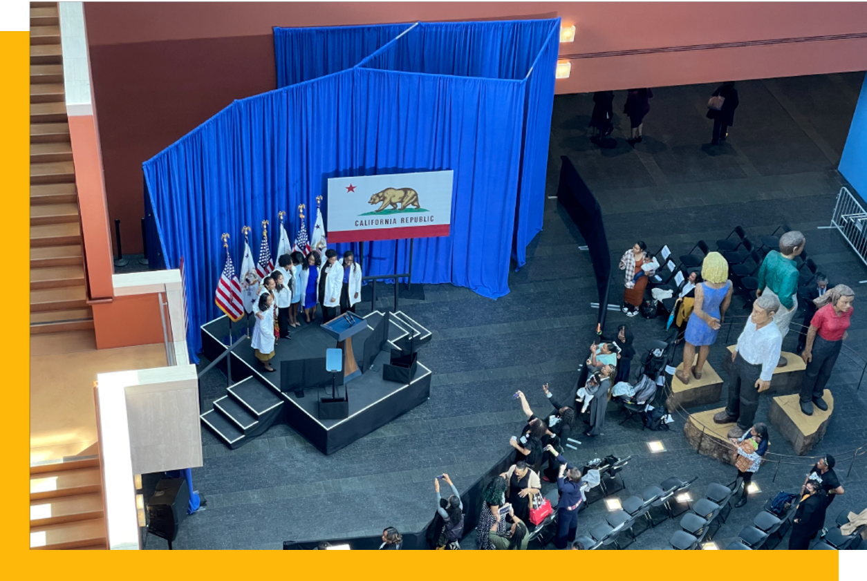 Stage prepared for VP Kamala Harris in support of Black maternal health 