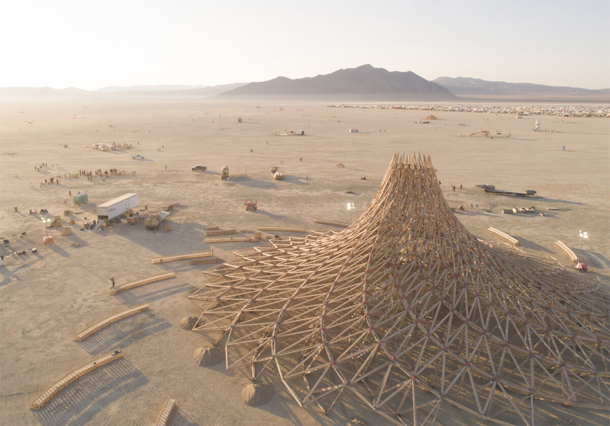 burning man desert art being constructed