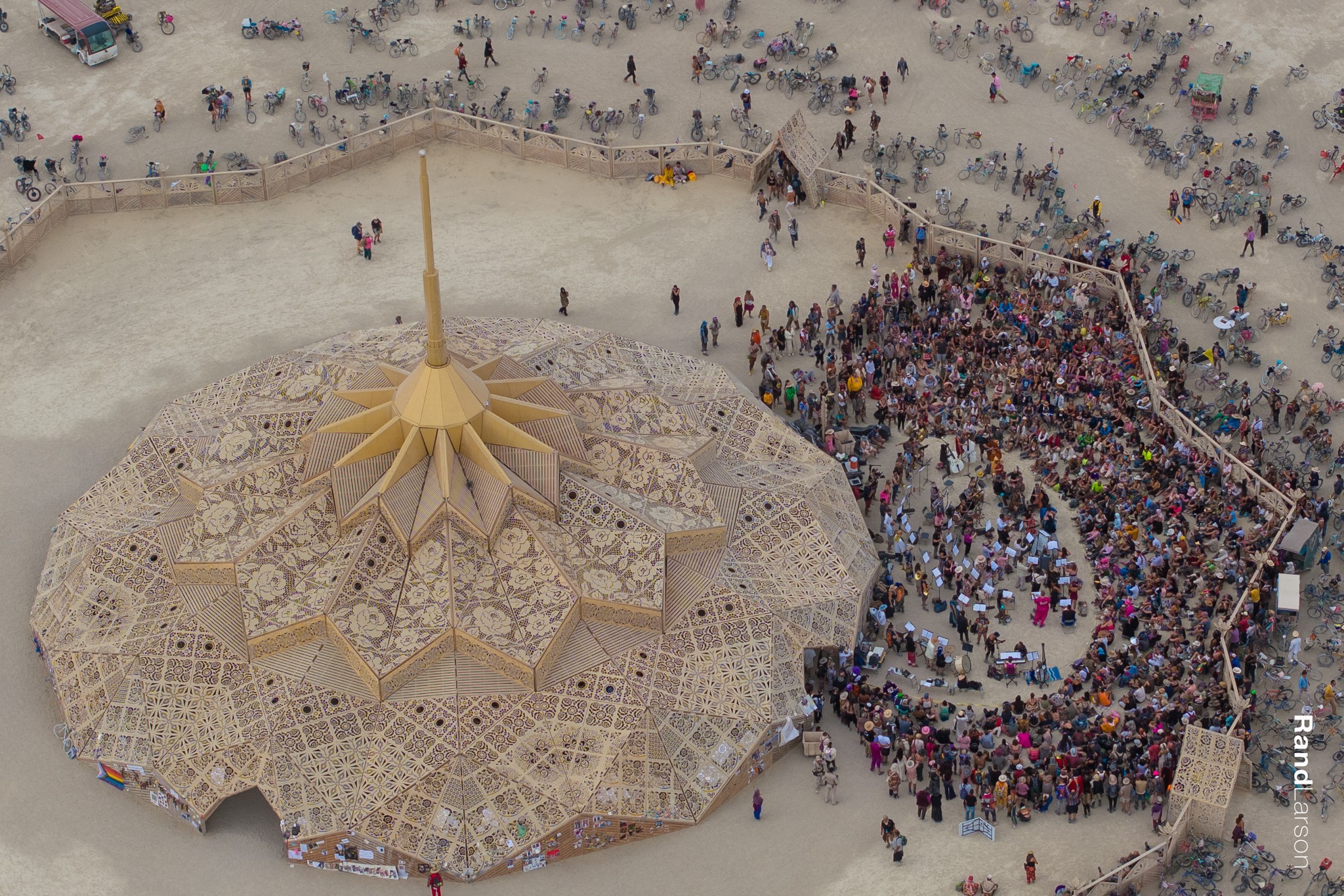 overhead shot of burning man art