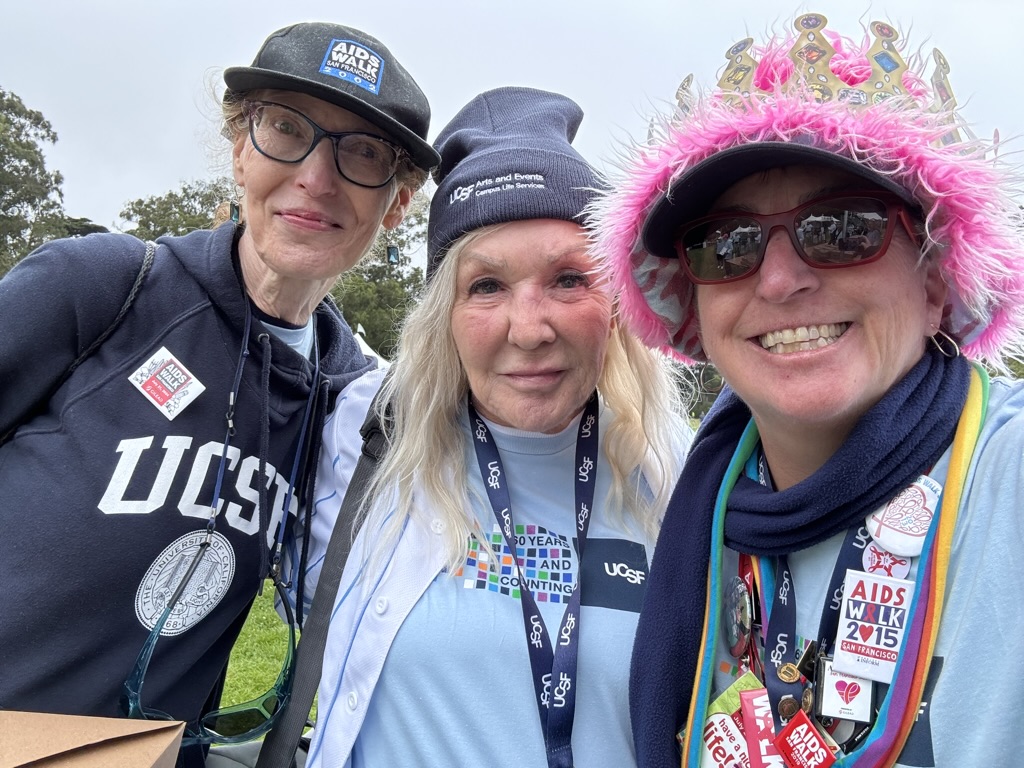 Mary Anne Hallacy with two UCSF colleagues at the SF AIDS Walk