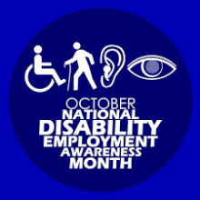 sign announcing October is national disability month